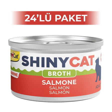 GimCat Shinycat Broth Sos İçinde Somonlu Kedi Konservesi 70 gr 24 Adet