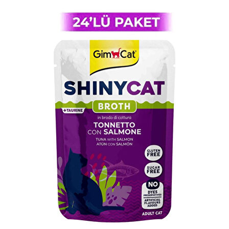 GimCat Shinycat Broth Ton Balığı Ve Somonlu Pouch Konserve Kedi Maması 70 Gr (24 Adet)