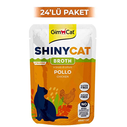 GimCat Shinycat Broth Tavuklu Pouch Konserve Kedi Maması 70 Gr (24 Adet)