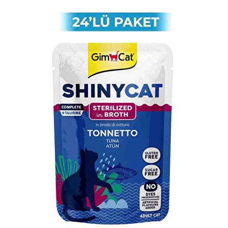 GimCat Shinycat Broth Sterilised Ton Balıklı Pouch Konserve Kedi Maması 70 Gr (24 Adet)