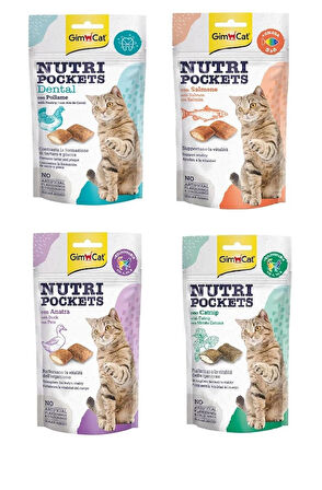 	GimCat Nutri Pockets Tavuklu + Somonlu +Ördekli + Catnipli Kedi Ödülü 60 g
