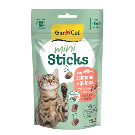 GimCat Mini Sticks Somonlu ve Kinoalı Kedi Ödül Maması 50 gr