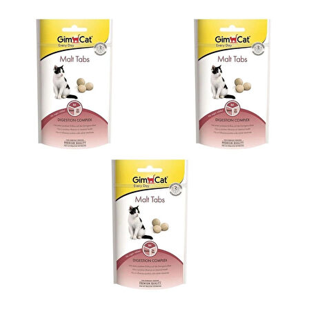 Gimcat Malt Tabs Tüy Yumağı Kontrollü Tablet Kedi Ödül Maması 40 Gr (3 Adet)