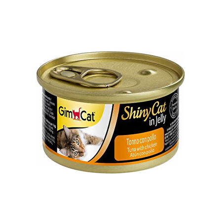 Gimcat Shiny Cat in Jelly Ton Balıklı ve Tavuklu Yetişkin Kedi  Konservesi  70 Gr ( 24 ADET )