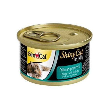 Gimcat Shiny Cat in Jelly Tavuklu ve Karidesli Yetişkin Kedi Konservesi  70 Gr ( 24 ADET )