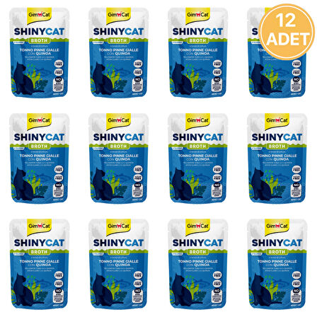Gimcat Shinycat Pouch Sarıkanat, Ton Balığı ve Quinoalı Yetişkin Kedi Konservesi 70 Gr (12 Adet)