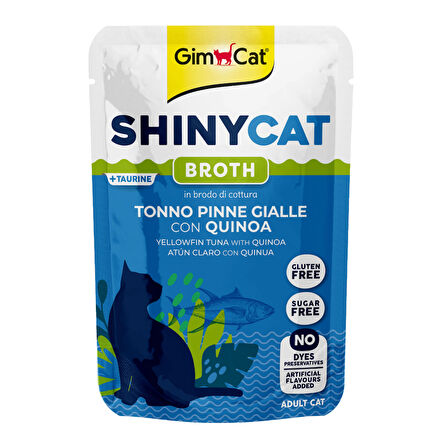 Gimcat Shinycat Pouch Sarıkanat, Ton Balığı ve Quinoalı Yetişkin Kedi Konservesi 70 Gr (12 Adet)