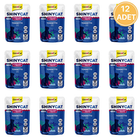 Gimcat Shinycat Pouch Ton Balıklı Kısırlaştırılmış Yetişkin Kedi Konservesi 70 Gr (12 Adet)
