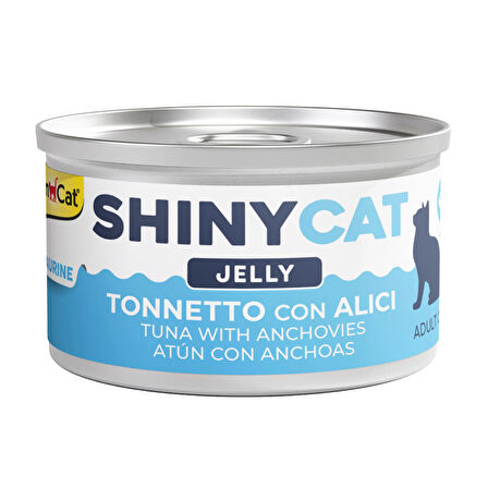 Gimcat Shiny Cat Jöle İçersinde Ançüezli Ton Balığı Yetişkin Kedi Konservesi 70 Gr (24 Adet)