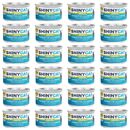 Gimcat Shiny Cat Broth (Sos içinde) Çipuralı Ton Balığı Yetişkin Kedi Konservesi 70 Gr (24 Adet)