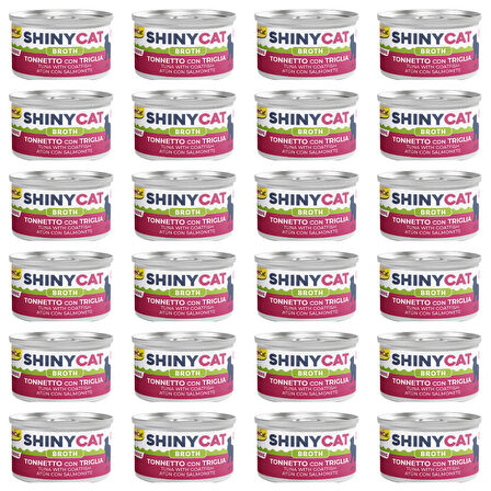 Gimcat Shiny Cat Broth (Sos içinde) Barbun Balıklı Ton Yetişkin Kedi Konservesi 70 Gr (24 Adet)