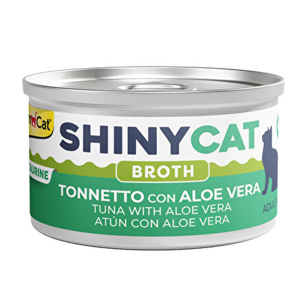 Gimcat Shiny Cat Broth (Sos içinde) Aloe Veralı Ton Yetişkin Kedi Konservesi 70 Gr (24 Adet)