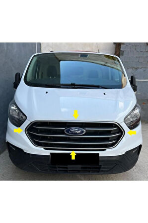 Ford Custom Krom Ön Panjur+çerçeve 8 Parça 2018 Ve Üzeri Paslanmaz Çelik