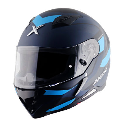 Axor Hunter Cornet Motosiklet Kask Black Blue  MAT