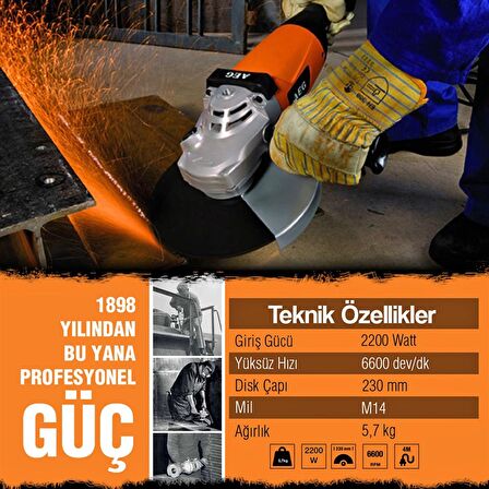 AEG WS 2200 Taşlama Makinesi 230mm - T4935428500