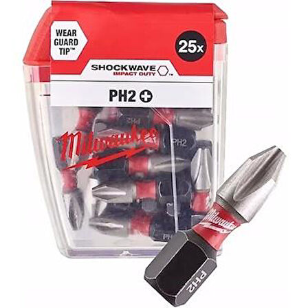 Milwaukee BİTS UÇ PH2 25mm 25Lİ PKT SHOCKWAVE