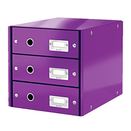 Leitz Wow C&S 3 Çekmeceli Evrak Rafı Metalik Mor 60480062