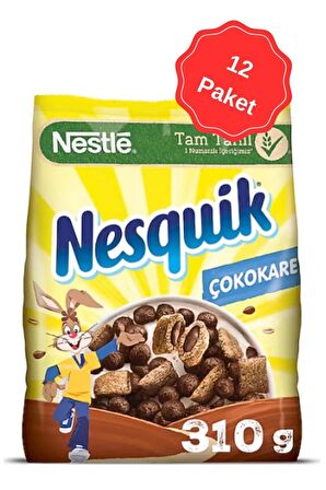 Nesquık Çokokare Kakaolu Tahıl Gevreği 310G x 12 Adet