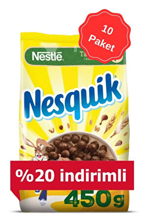 Nesquik Çikolatalı Mısır Gevreği %20 Bedava 450G x10 Adet