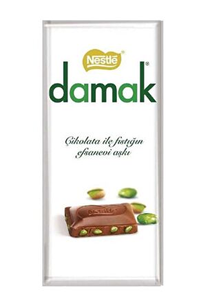 Damak Antep Fıstıklı Dikdörtgen Çikolata 70G (8li x 12 Kutu)