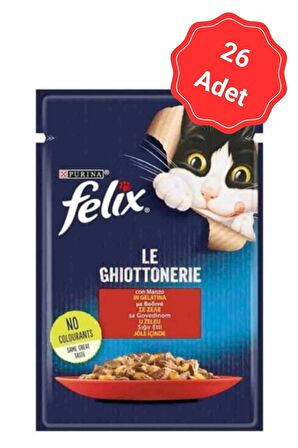 Felix Sığır Etli Yaş Kedi Maması 85 Gr x 26 Lı