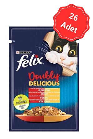 Felix Sığır Etli Ve Kanatlı Hayvanlı Yaş Yetişkin Kedi Maması 85 Gr x 26 Adet