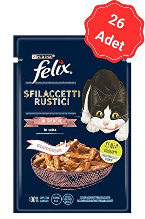 Felix Lezzetli Et Dilimleri Somonlu Kedi Yaş Maması 80 Gr x 26 Lı