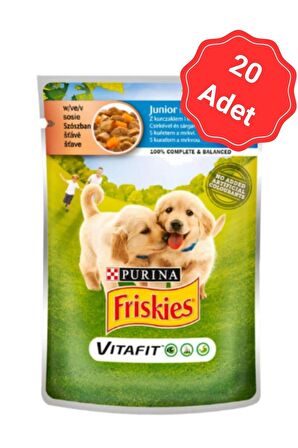 Friskies Junior Tavuklu ve Havuçlu Yavru Yaş Köpek Maması 100 Gr x 20 Li