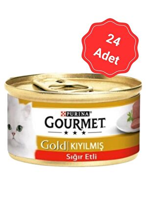 Gourmet Gold Kıyılmış Sığır Etli Konserve Kedi Maması 85 Gr x 24 Adet