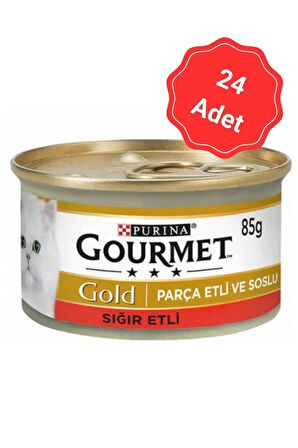 Gourmet Gold Parça Sığır Etli Konserve Kedi Maması 85 Gr x 24 Adet