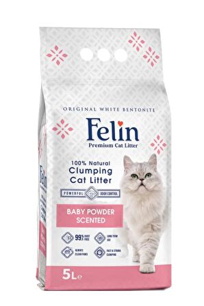 Felin Baby Powder Scented Bebek Pudra Kokulu Kedi Kumu 5 Lt