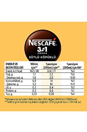 Nescafe 3ü 1 Arada Sütlü Köpüklü Kahve 17.4G x 48 Li