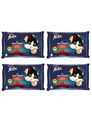 Felix Sığır ve Tavuk Etli Yetişkin Yaş Kedi Maması Ekonomik Paket 85 Gr x 4 Lü