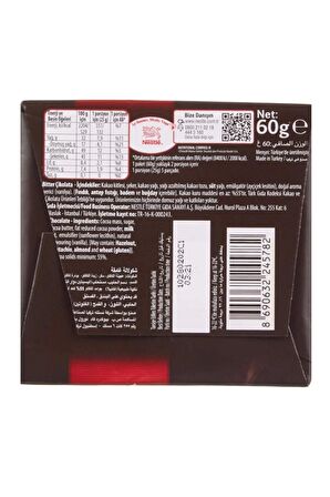 Nestle Bitter Kare Çikolata 60G x 6Lı