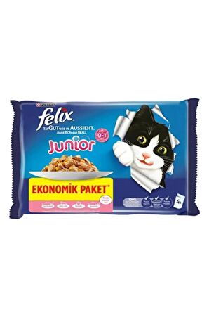 Felix Tavuklu Yavru Yaş Kedi Maması Ekonomik Paket 85 Gr x 4Lü