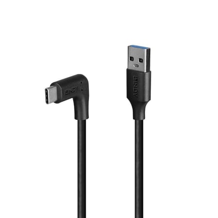 Lindy LIN-32017 0.5 Mt USB 3.2 Straight Type C to Right-Angled USB-C 10Gbps Kablo