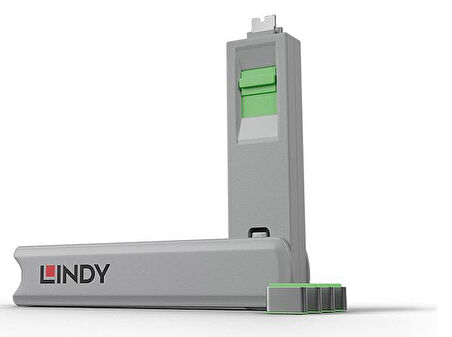 Lindy LIN-40426 Usb Type C 4 Kilit 1 Anahtar Yeşil USB Type C Kiliti