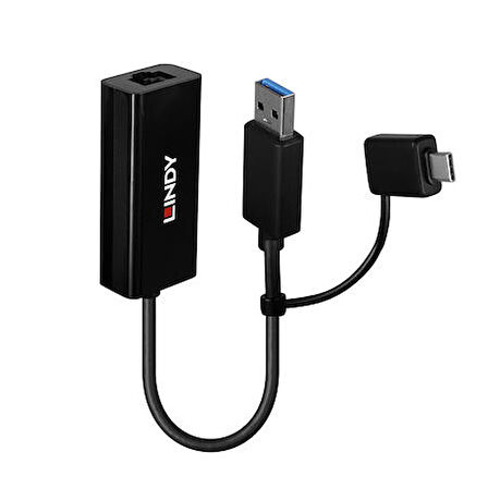 Lindy LIN-43412 USB 3.2 Gen1 to RJ45 Gigabit USB Ethernet Adaptör