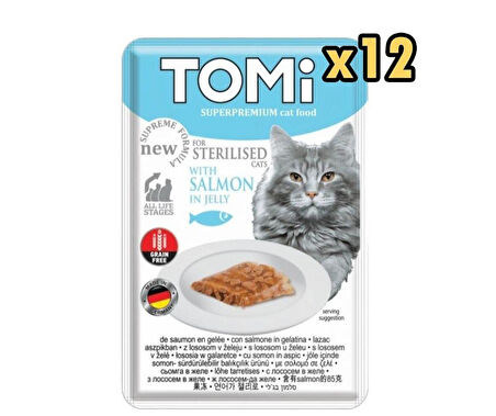 Tomi Pouch Kısırlaştırılmış Somon Ve Yumurtalı Tahılsız Kedi Konservesi 85gr x 12 Adet