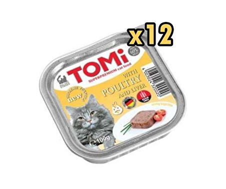 Tomi Pate Kümes Hayvanlı ve Ciğerli Yetiskin Kedi Konservesi 100 Gr x 12 Adet