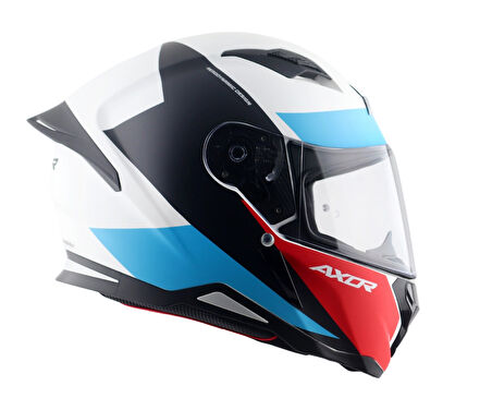 Axor Hunter Turbo Motosiklet Kask White Red  MAT