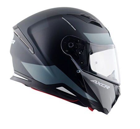Axor Hunter Turbo Motosiklet Kask Black Grey  MAT