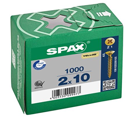 Spax Sunta Vidası 2.0X10 Sarı Kaplama (1Pk:1000 Adet)