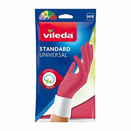 Vileda Standart Universal Doğal Lateks M Beden Kırmızı Eldiven