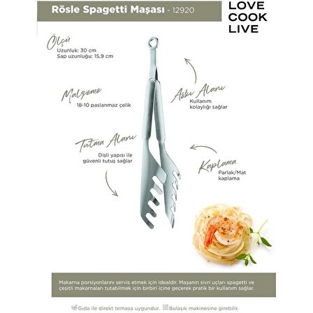 Rösle 12920 Paslanmaz Çelik Spagetti Maşası 30 Cm.