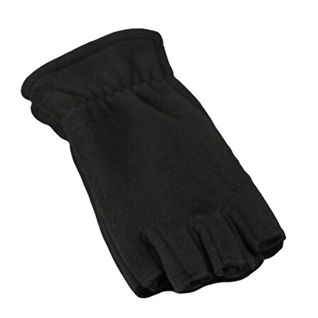 Siyah Unisex Parmaksız Kesik Yarım Parmak Kışlık Polar Eldiven