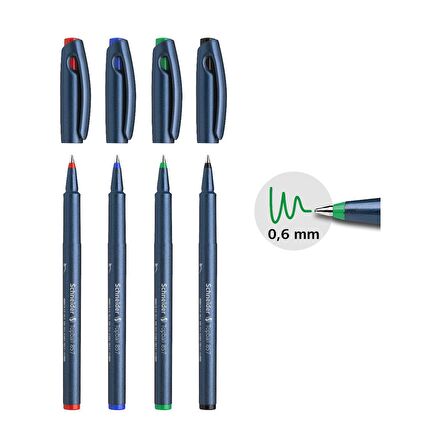 Schneider Topball 857 Roller Pen 0.6 Uç 4 Lü Set 