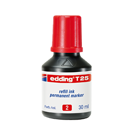 Edding Markör Mürekkebi Permanent Damlalıklı 30 ML Kırmızı T25