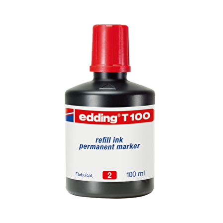 Edding Markör Mürekkebi Permanent Damlalıklı 100 ML Kırmızı T100