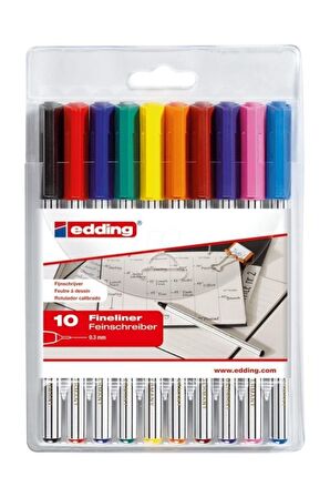 Edding 10 Renk Karışık Fineliner Ofis Kalemi